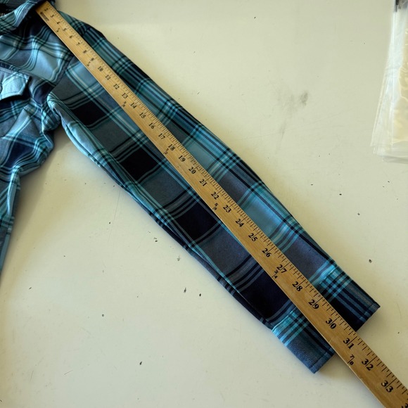 Dixxon Flannel Axel Crew Foundation Blue Plaid D-Tech Button Shirt Womens LARGE - Picture 6 of 8